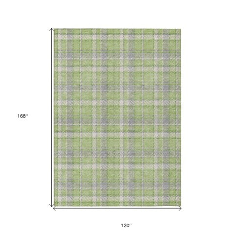 Homeroots 3' Stylish Black, Gray, And White Plaid Washable Non-skid Area Rug For Indoor And Outdoor Use 10' X 14' Polyester 563366
