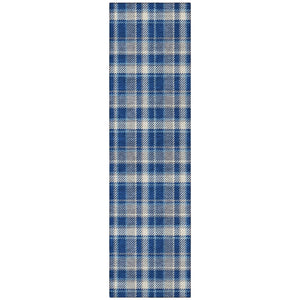 Homeroots 3' Stylish Black, Gray, And White Plaid Washable Non-skid Area Rug For Indoor And Outdoor Use Navy Polyester 563368