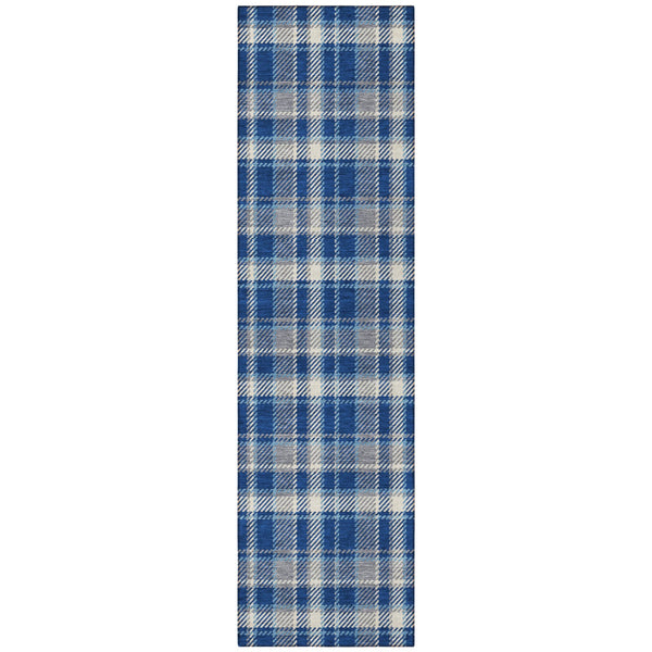 Homeroots 3' Stylish Black, Gray, And White Plaid Washable Non-skid Area Rug For Indoor And Outdoor Use Navy Polyester 563368
