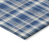 Homeroots 3' X 5' Navy And Ivory Plaid Washable Non Skid Indoor Outdoor Area Rug Navy Polyester 563370