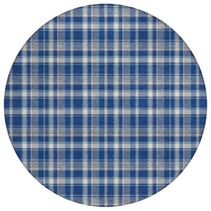 HomeRoots 5' Timeless Black Gray and White Plaid Washable Area Rug - Durable, Non-Skid, Indoor/Outdoor Comfort 8' Round 563372