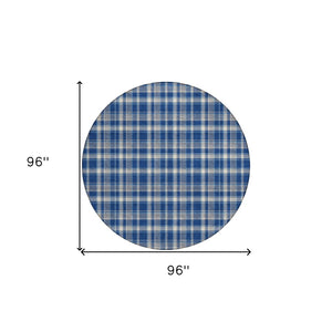 HomeRoots 5' Timeless Black Gray and White Plaid Washable Area Rug - Durable, Non-Skid, Indoor/Outdoor Comfort 8' Round 563372