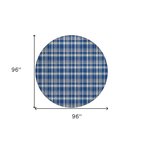 HomeRoots 5' Timeless Black Gray and White Plaid Washable Area Rug - Durable, Non-Skid, Indoor/Outdoor Comfort 8' Round 563372