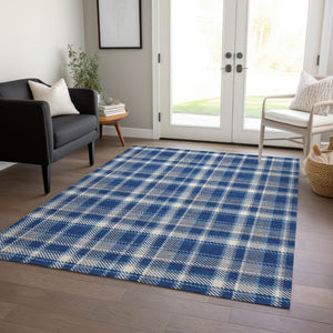 HomeRoots 5' Timeless Black Gray and White Plaid Washable Area Rug - Durable, Non-Skid, Indoor/Outdoor Comfort 9' X 12' 563374