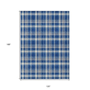 Homeroots 3' Stylish Black, Gray, And White Plaid Washable Non-skid Area Rug For Indoor And Outdoor Use 10' X 14' Polyester 563375