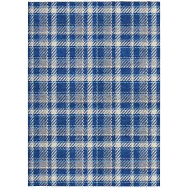 Homeroots 3' Stylish Black, Gray, And White Plaid Washable Non-skid Area Rug For Indoor And Outdoor Use 10' X 14' Polyester 563375