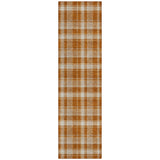 Homeroots 8' Runner Orange And Ivory Plaid Washable Non Skid Indoor Outdoor Runner Rug Paprika Polyester 563377