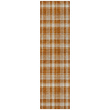 Homeroots 8' Runner Orange And Ivory Plaid Washable Non Skid Indoor Outdoor Runner Rug Paprika Polyester 563377