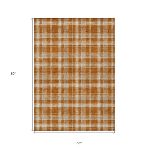 Homeroots 3' Stylish Black, Gray, And White Plaid Washable Non-skid Area Rug For Indoor And Outdoor Use 3' X 5' Polyester 563379
