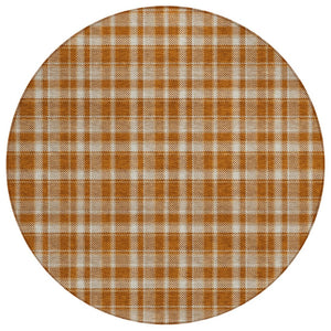 HomeRoots 5' Timeless Black Gray and White Plaid Washable Area Rug - Durable, Non-Skid, Indoor/Outdoor Comfort 8' Round 563381