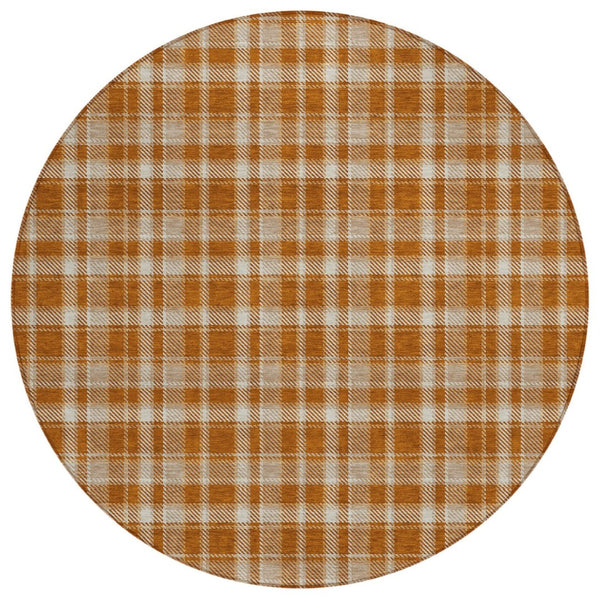HomeRoots 5' Timeless Black Gray and White Plaid Washable Area Rug - Durable, Non-Skid, Indoor/Outdoor Comfort 8' Round 563381