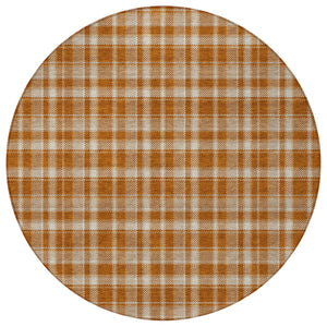 Homeroots 3' Stylish Black, Gray, And White Plaid Washable Non-skid Area Rug For Indoor And Outdoor Use 8' Round Polyester 563381