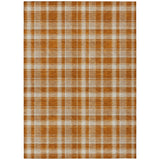 Homeroots 8' X 10' Orange And Ivory Plaid Washable Non Skid Indoor Outdoor Area Rug Paprika Polyester 563382