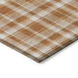 Homeroots 8' X 10' Orange And Ivory Plaid Washable Non Skid Indoor Outdoor Area Rug Paprika Polyester 563382