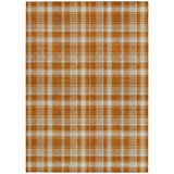 Homeroots 8' X 10' Orange And Ivory Plaid Washable Non Skid Indoor Outdoor Area Rug Paprika Polyester 563382