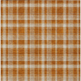 Homeroots 10' X 14' Orange And Ivory Plaid Vacuum Or Hose Rinse Non Skid Indoor Outdoor Area Rug Paprika Polyester 563384