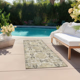 Homeroots 8' Runner Beige And Gray Floral Medallion Washable Non Skid Indoor Outdoor Runner Rug Beige Polyester 563386