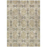 Homeroots 3' X 5' Beige And Gray Floral Medallion Washable Non Skid Indoor Outdoor Area Rug Beige Polyester 563388