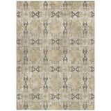 Homeroots 3' X 5' Beige And Gray Floral Medallion Washable Non Skid Indoor Outdoor Area Rug Beige Polyester 563388