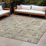 Homeroots 8' X 10' Beige And Gray Floral Medallion Washable Non Skid Indoor Outdoor Area Rug Beige Polyester 563391