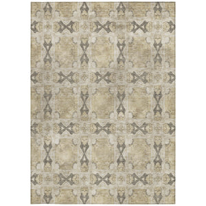 Homeroots 8' X 10' Beige And Gray Floral Medallion Washable Non Skid Indoor Outdoor Area Rug Beige Polyester 563391