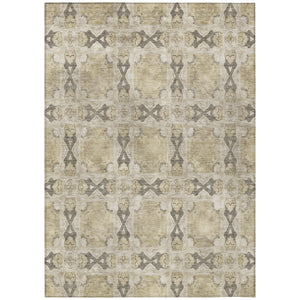Homeroots 9' X 12' Beige And Gray Floral Medallion Washable Non Skid Indoor Outdoor Area Rug Beige Polyester 563392