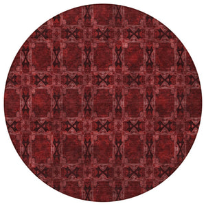 HomeRoots 5' Elegant Beige and Gray Floral Medallion Area Rug - Washable, Non-Skid, Indoor-Outdoor Use 8' Round 563399