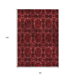 HomeRoots 5' Elegant Beige and Gray Floral Medallion Area Rug - Washable, Non-Skid, Indoor-Outdoor Use 8' X 10' 563400