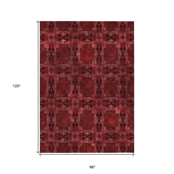 HomeRoots 5' Elegant Beige and Gray Floral Medallion Area Rug - Washable, Non-Skid, Indoor-Outdoor Use 8' X 10' 563400