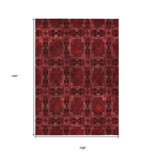 HomeRoots 5' Elegant Beige and Gray Floral Medallion Area Rug - Washable, Non-Skid, Indoor-Outdoor Use 9' X 12' 563401