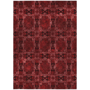Homeroots 10' X 14' Burgundy And Black Floral Medallion Washable Non Skid Indoor Outdoor Area Rug Burgundy Polyester 563402