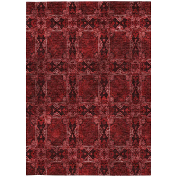 Homeroots 10' X 14' Burgundy And Black Floral Medallion Washable Non Skid Indoor Outdoor Area Rug Burgundy Polyester 563402