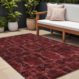 Homeroots 10' X 14' Burgundy And Black Floral Medallion Washable Non Skid Indoor Outdoor Area Rug Burgundy Polyester 563402