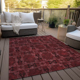 Homeroots 10' X 14' Burgundy And Black Floral Medallion Washable Non Skid Indoor Outdoor Area Rug Burgundy Polyester 563402