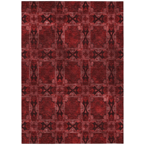 Homeroots 10' X 14' Burgundy And Black Floral Medallion Washable Non Skid Indoor Outdoor Area Rug Burgundy Polyester 563402