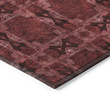 Homeroots 10' X 14' Burgundy And Black Floral Medallion Washable Non Skid Indoor Outdoor Area Rug Burgundy Polyester 563402