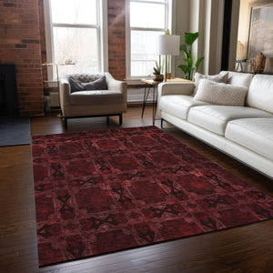 Homeroots 10' X 14' Burgundy And Black Floral Medallion Washable Non Skid Indoor Outdoor Area Rug Burgundy Polyester 563402