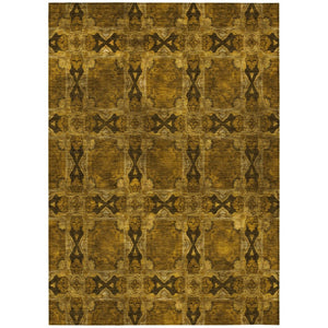 HomeRoots 5' Elegant Beige and Gray Floral Medallion Area Rug - Washable, Non-Skid, Indoor-Outdoor Use 5' X 8' 563407