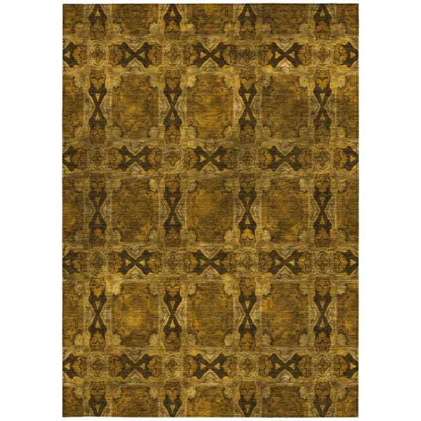 HomeRoots 5' Elegant Beige and Gray Floral Medallion Area Rug - Washable, Non-Skid, Indoor-Outdoor Use 8' X 10' 563409