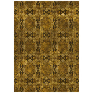 HomeRoots 5' Elegant Beige and Gray Floral Medallion Area Rug - Washable, Non-Skid, Indoor-Outdoor Use 10' X 14' 563411