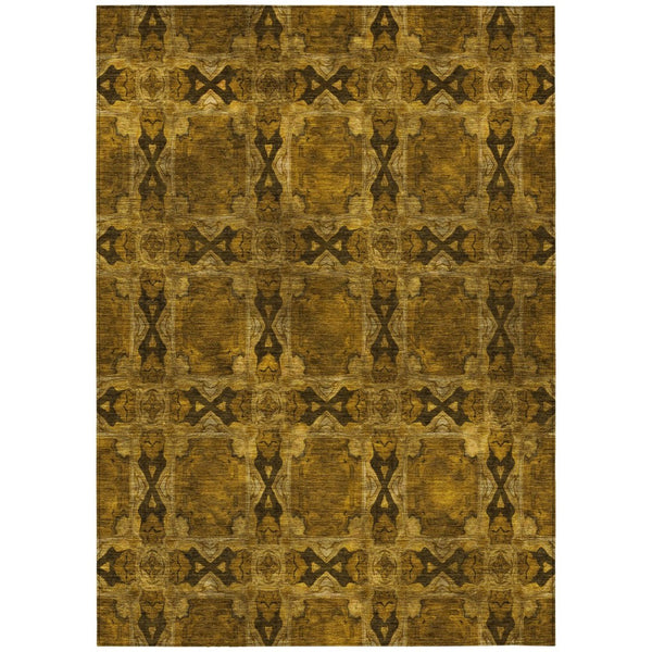 HomeRoots 5' Elegant Beige and Gray Floral Medallion Area Rug - Washable, Non-Skid, Indoor-Outdoor Use 10' X 14' 563411