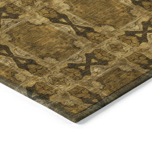HomeRoots 5' Elegant Beige and Gray Floral Medallion Area Rug - Washable, Non-Skid, Indoor-Outdoor Use 10' X 14' 563411