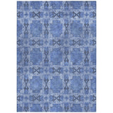 Homeroots 9' X 12' Denim Blue And Gray Floral Medallion Washable Non Skid Indoor Outdoor Area Rug Denim Polyester 563419