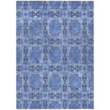 Homeroots 9' X 12' Denim Blue And Gray Floral Medallion Washable Non Skid Indoor Outdoor Area Rug Denim Polyester 563419