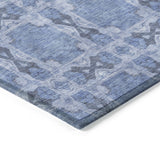 Homeroots 9' X 12' Denim Blue And Gray Floral Medallion Washable Non Skid Indoor Outdoor Area Rug Denim Polyester 563419