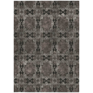 Homeroots 5' X 8' Gray And Black Floral Medallion Washable Non Skid Indoor Outdoor Area Rug Gray Polyester 563425