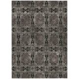 Homeroots 5' X 8' Gray And Black Floral Medallion Washable Non Skid Indoor Outdoor Area Rug Gray Polyester 563425