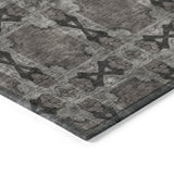 Homeroots 5' X 8' Gray And Black Floral Medallion Washable Non Skid Indoor Outdoor Area Rug Gray Polyester 563425