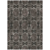 Homeroots 5' X 8' Gray And Black Floral Medallion Washable Non Skid Indoor Outdoor Area Rug Gray Polyester 563425