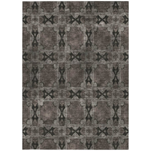 HomeRoots 5' Elegant Beige and Gray Floral Medallion Area Rug - Washable, Non-Skid, Indoor-Outdoor Use 9' X 12' 563428